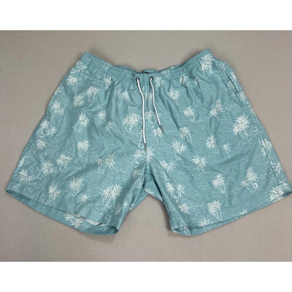 Black Brown 1826 Men Swim Trunk XLβ Turquoise Palm Tree Mesh Lined Pocket